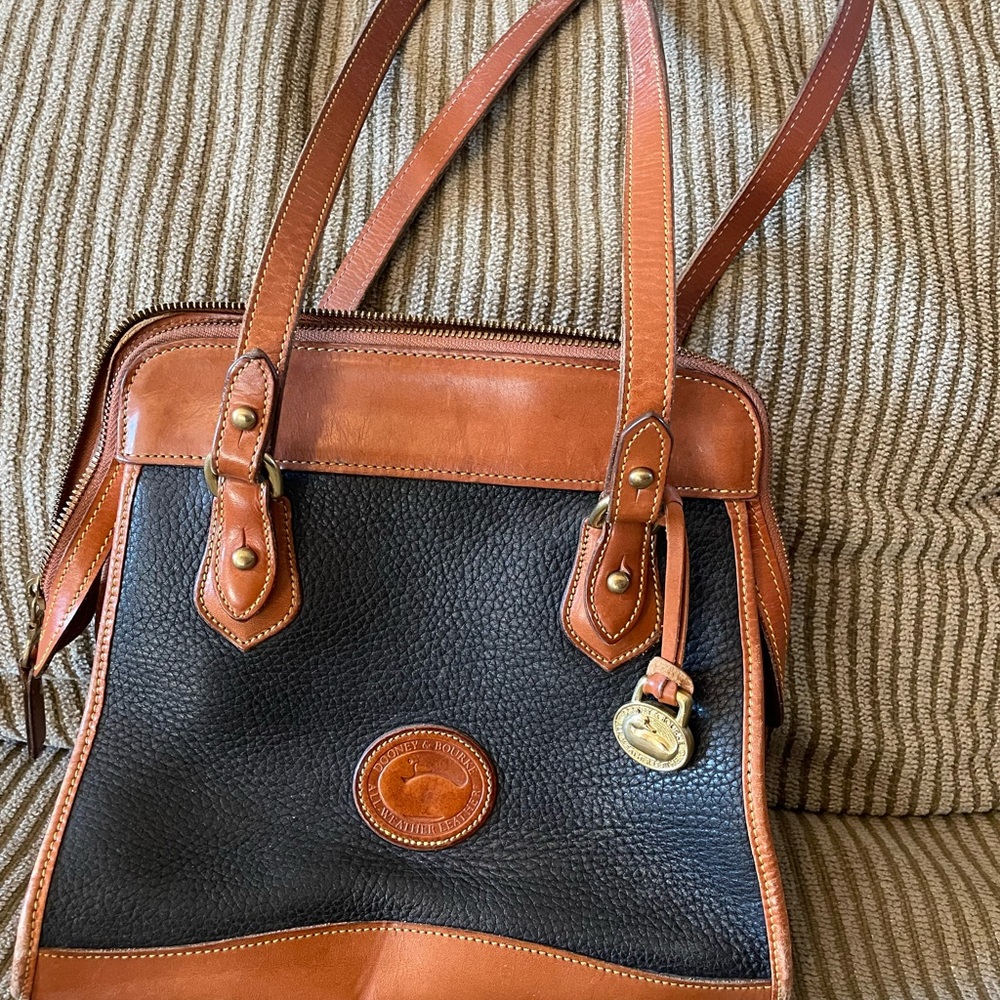 Dooney & Bourke Black and Brown Leather Tote Bag